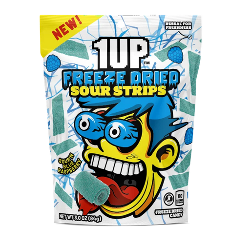 1up Freeze Dried Candy rainbow sour- Blue Razz Sour Strips