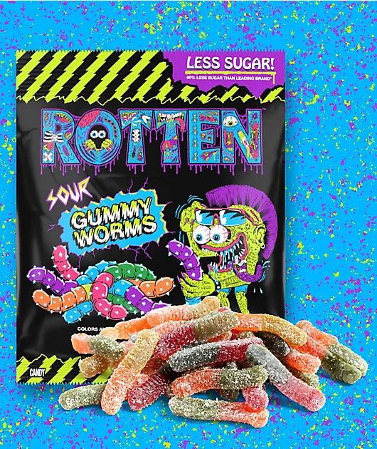 Rotten Sour Gummy Worms 1.8oz.